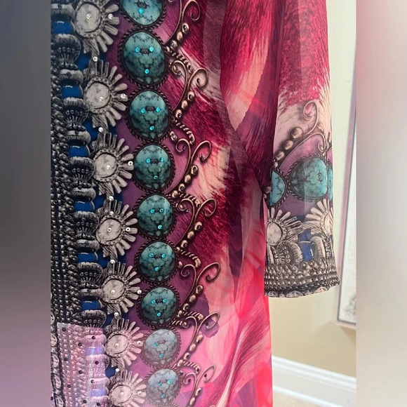 La Moda Rhinestone Embelished beach cover up maxi dress O/S - Picture 4 of 10